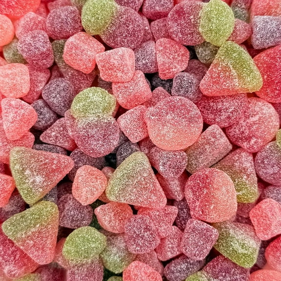 Sour Fruit Jelly Candy BCF26 Mix | 1 Pound Vegan Gummies with Real Fruit Puree | Cherry, Watermelon, Peach | Gelatin Free Plant Based Texture | No Artificial Colors or Flavors | Dye Free Candy