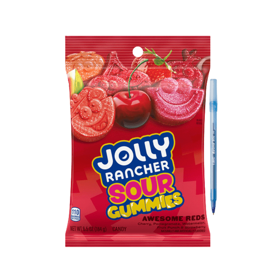 Sour Gummies Awesome Reds Assorted Fruit Flavored Candy, 6.5 oz