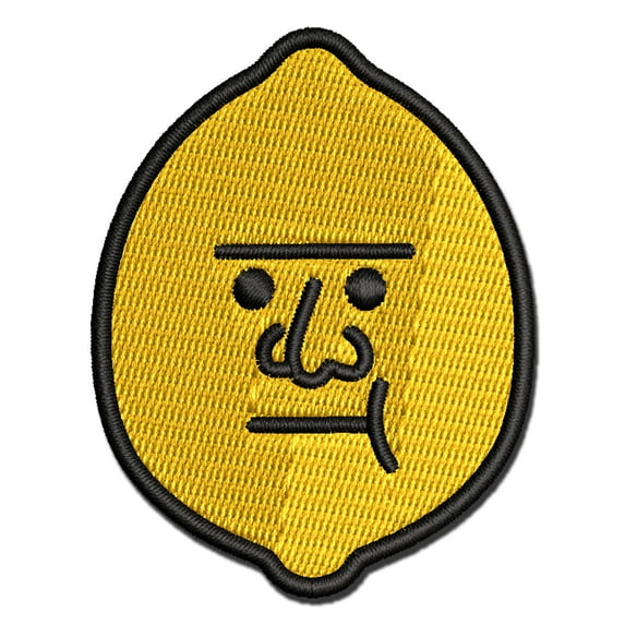 Sour Lemon Head Face Funny Applique Multi-Color Embroidered Hook & Loop Patch - 2.5 Inch Small