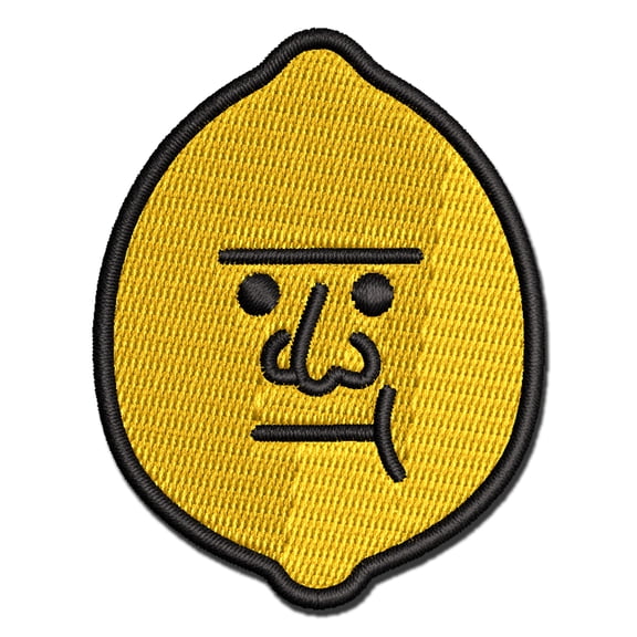 Sour Lemon Head Face Funny Applique Multi-Color Embroidered Hook & Loop Patch - 2.5 Inch Small