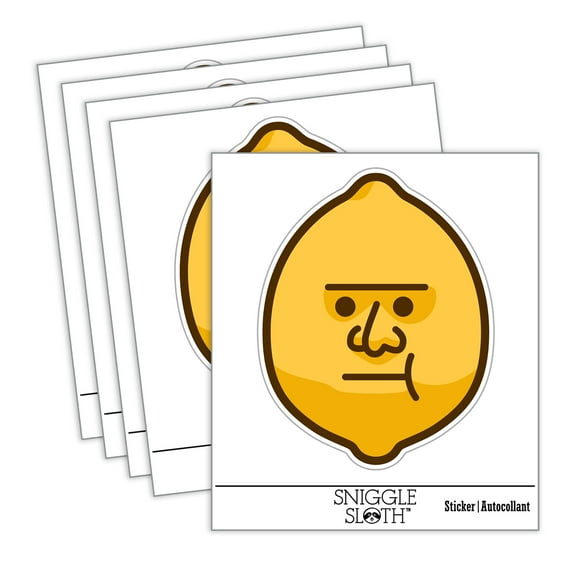 Sour Lemon Head Face Funny Car Window Bumper Water Bottle Phone Tablet Laptop Waterproof Vinyl Decal Sticker Set 5-Pack - Gloss Finish - 4.0"