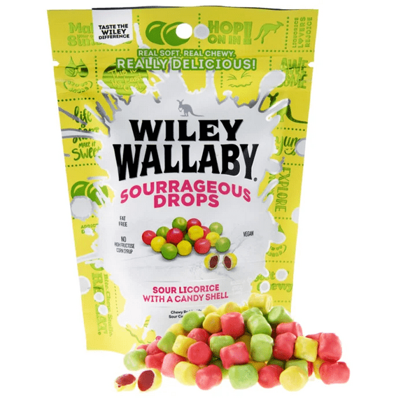 Sour Licorice Drops- Sour red licorice with a candy shell.