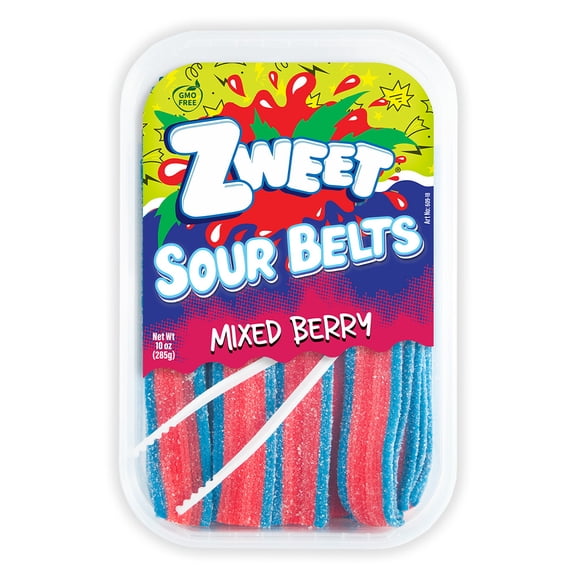 Zweet Sour Belts Licorice Candy, Tasty & Colorful Mixed Berry Licorice Snacks, 10 oz