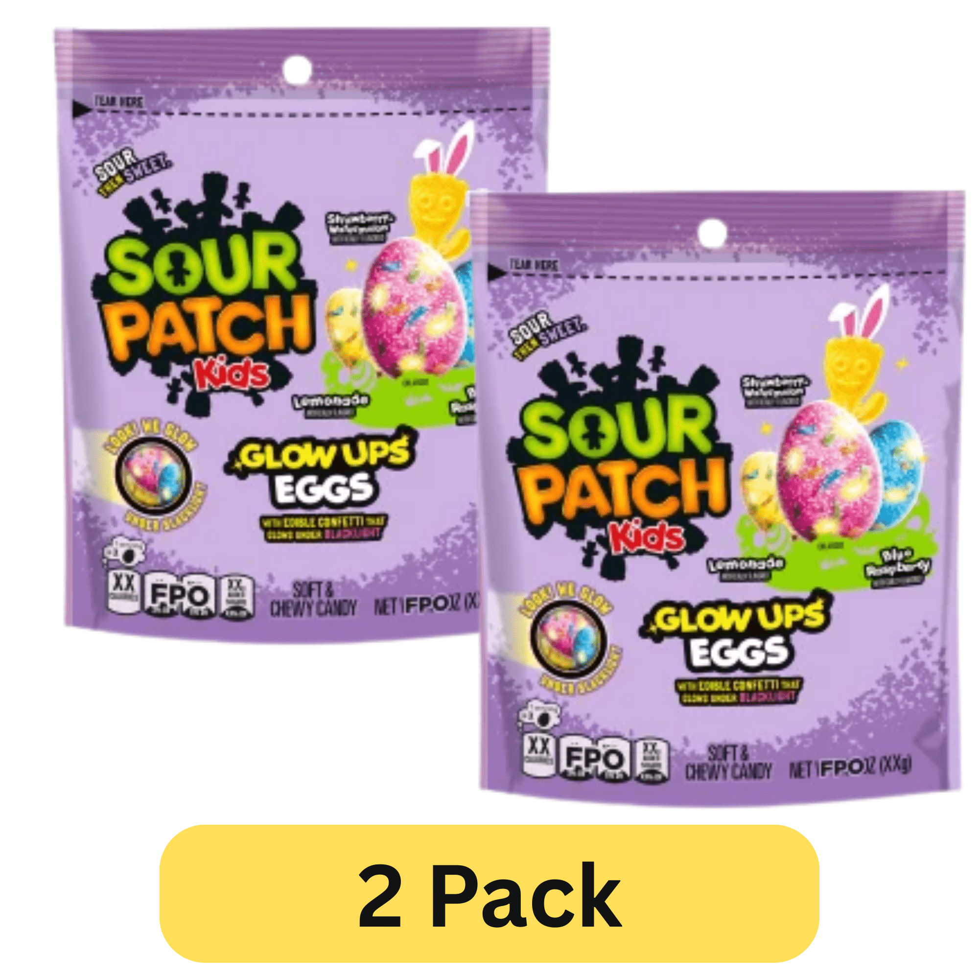 Sour Patch Glow Ups Eggs Easter Candy, 8.37 oz, Pack of 2