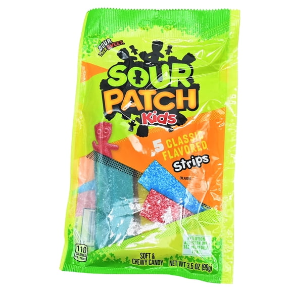 Sour Patch Kids Strips Soft & Chewy 5 Classic Flavored Candy 3.5 oz