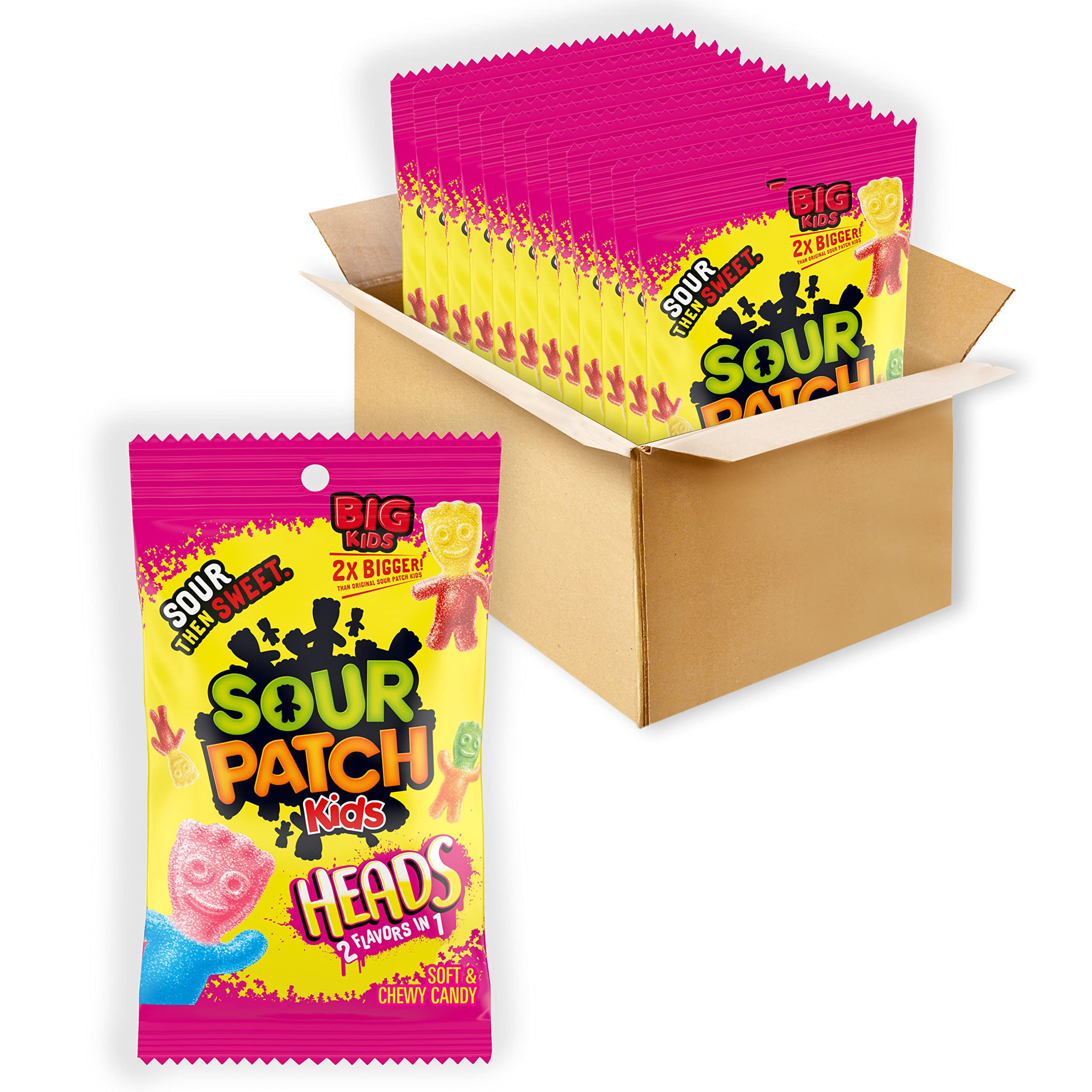 Sour Patch Kids BIG PATCH KIDS Heads Candy sour, 96 Ounce, 12 Bags ...