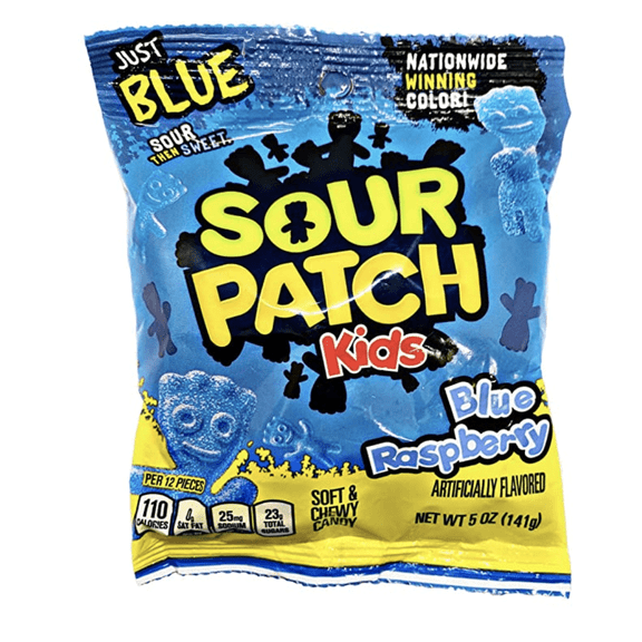 Sour Patch Kids Blue Raspberry 5 oz bags Limited Edition Just Blue (6 Bags)
