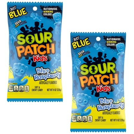 Sour Patch Kids Blue Raspberry, 8 Ounce Bags (Pack of 2)