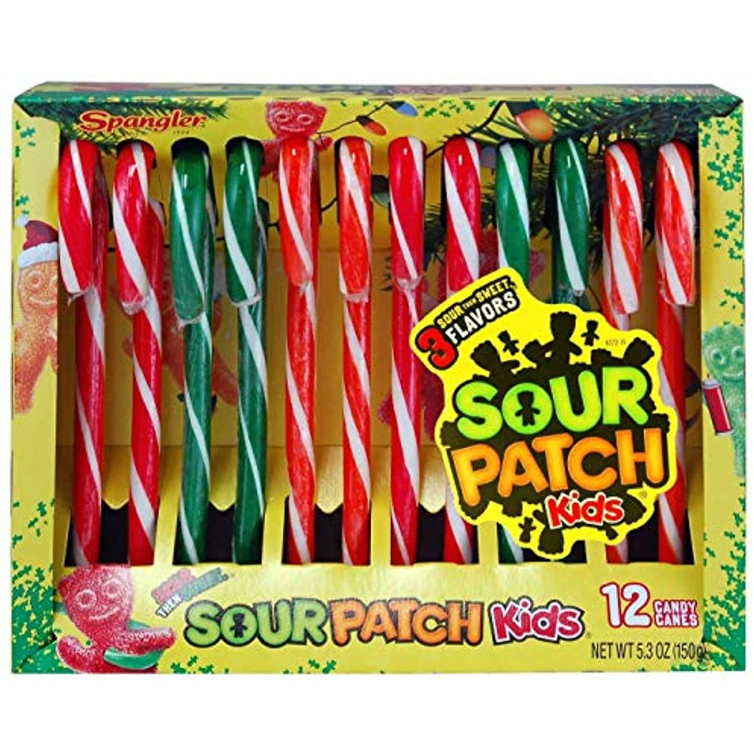 Sour Patch Kids Candy Canes. Holidays Candy (1) 5.3oz Box, 12