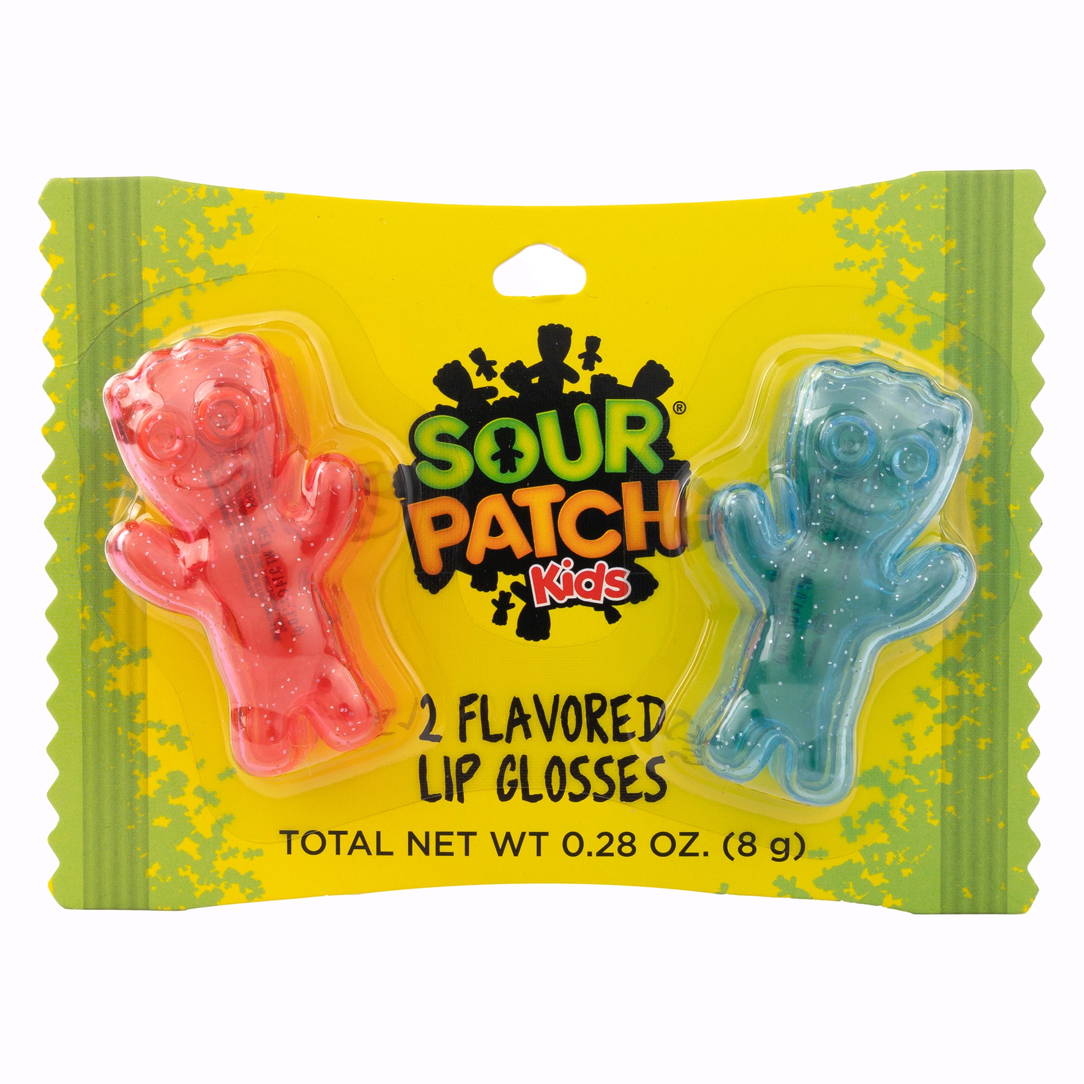 Sour Patch Kids Flavored Lip Gloss 2-Piece Set, Watermelon and Blue Raspberry Flavors, 0.28 oz