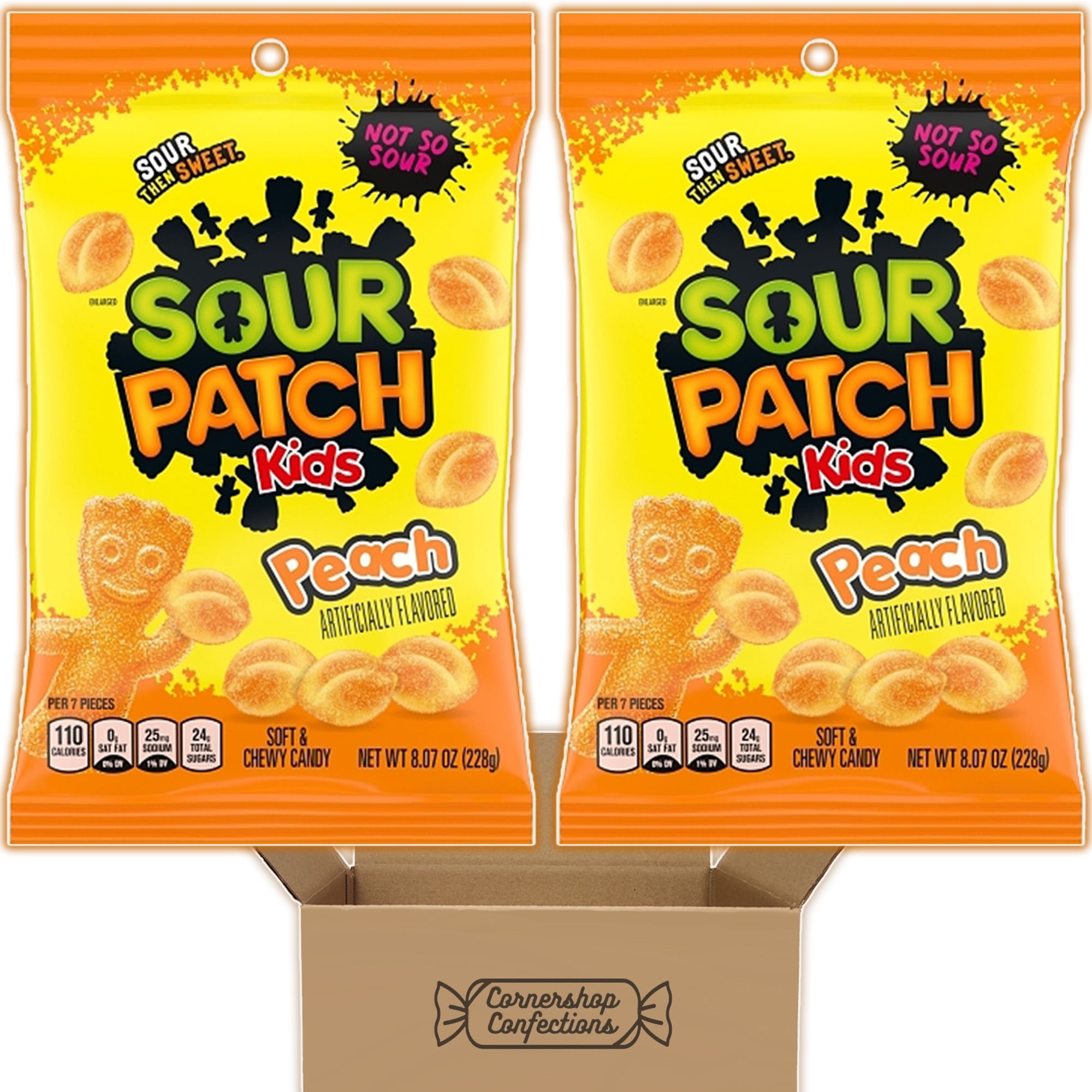 Sour Patch Kids Peach Flavored Candy Bundle Pack - 2 Large