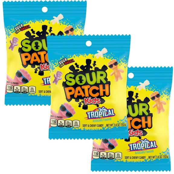 Sour Patch Kids Tropical, 3.6 Ounce Bags (Pack of 3)