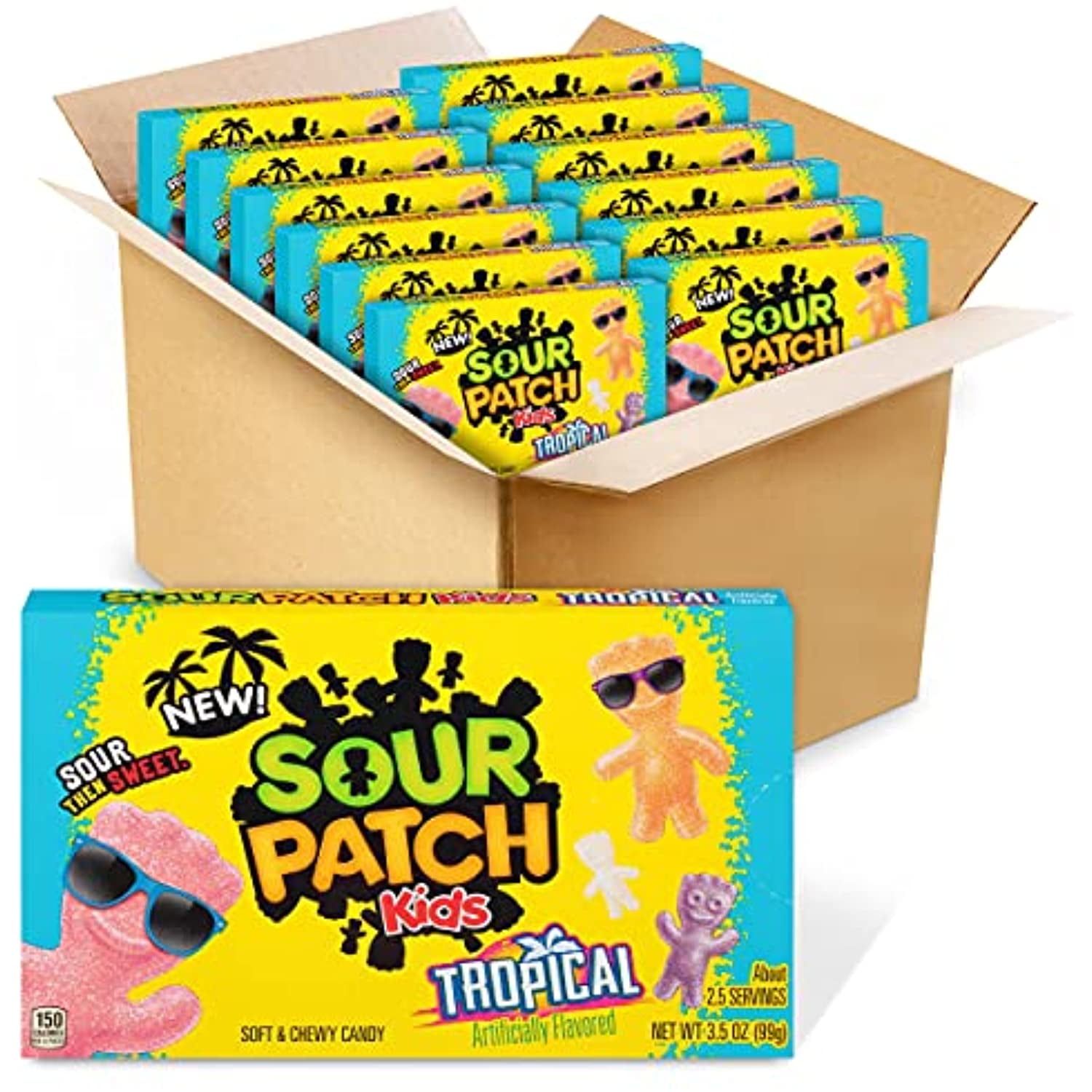 Sour Patch Kids Tropical Soft & Chewy Candy, 12 - 3.5 Oz Boxes