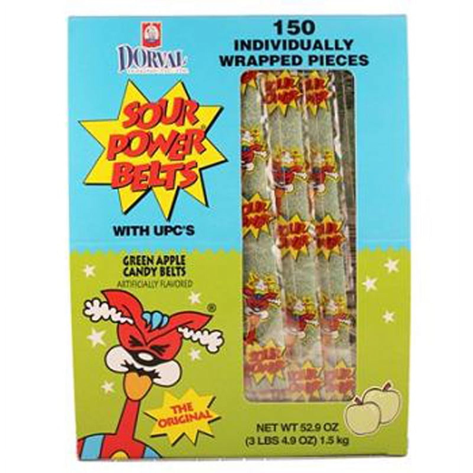 Sour Power Green Apple Candy Belts, Wrapped