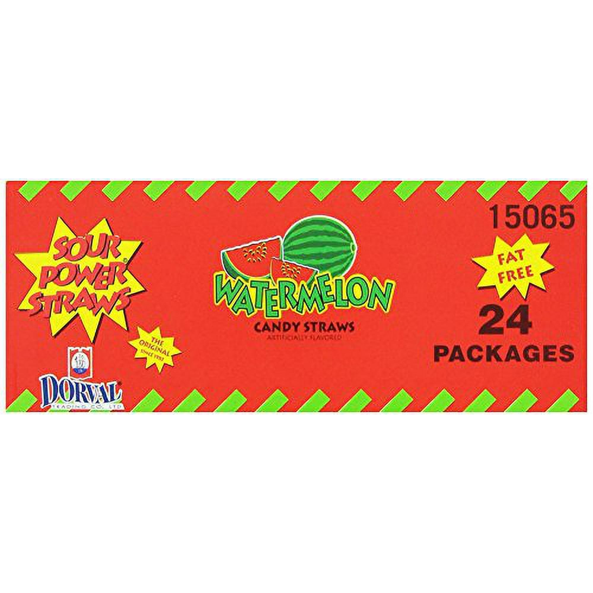 Sour Power Candy Straws, Watermelon, 24-Count