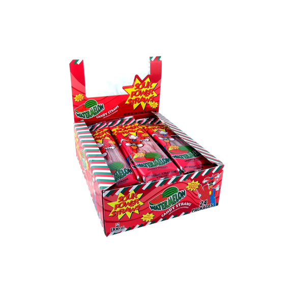 Sour Power Straws Watermelon Candy Straws 1.75 oz Packs, 24 Count Box