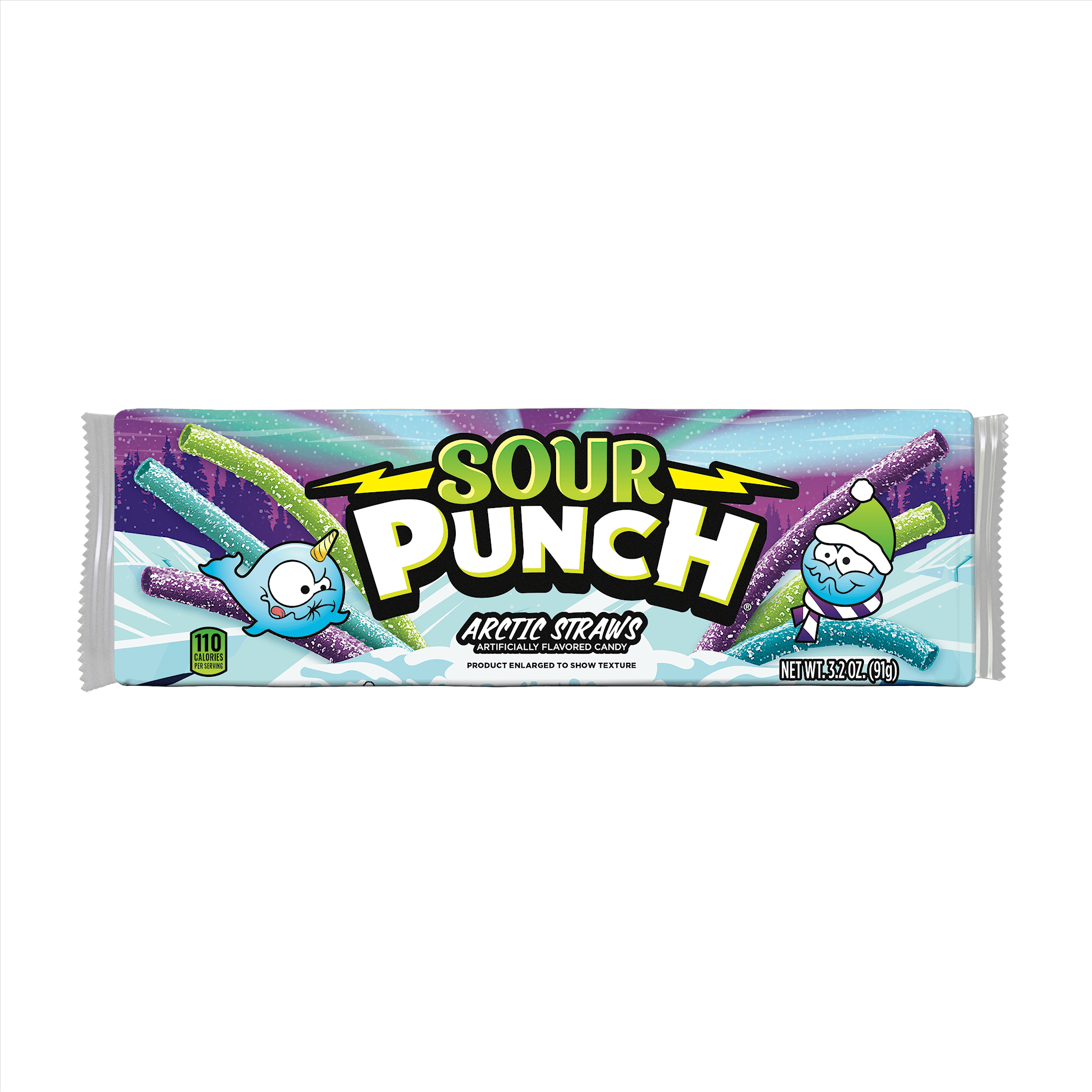 Sour Punch Arctic Straws Holiday Candy, 3.2oz Tray