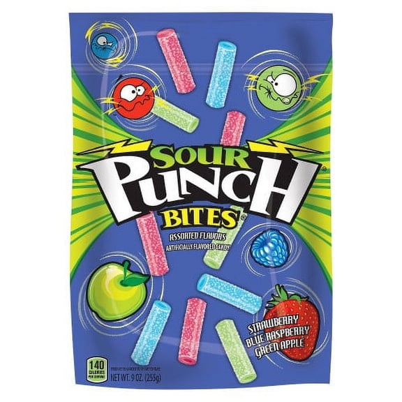 Sour Punch Assorted Flavor Sour Candy Bites, 9oz Bag