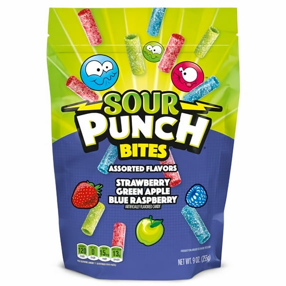 Sour Punch Bites Assorted Flavors 9 oz Bag (Pack of 6)