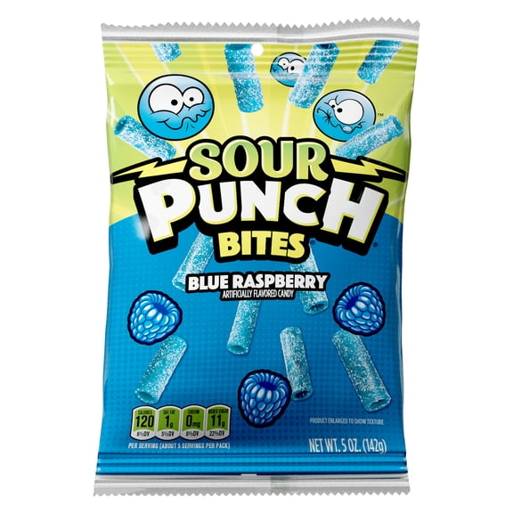 Sour Punch Bites, Blue Raspberry Candy, 5oz Bag