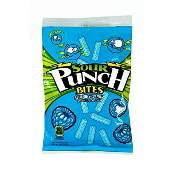 Sour Punch Bites Chewy Blue Raspberry Candies (Pack of 2)