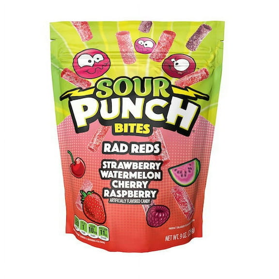 Sour Punch Bites Rad Reds, 9 Ounces, 12 per case