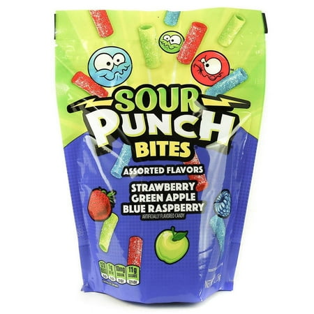 1PACK, Sour Punch Bites Assorted Flavors Candy Resealable Bag