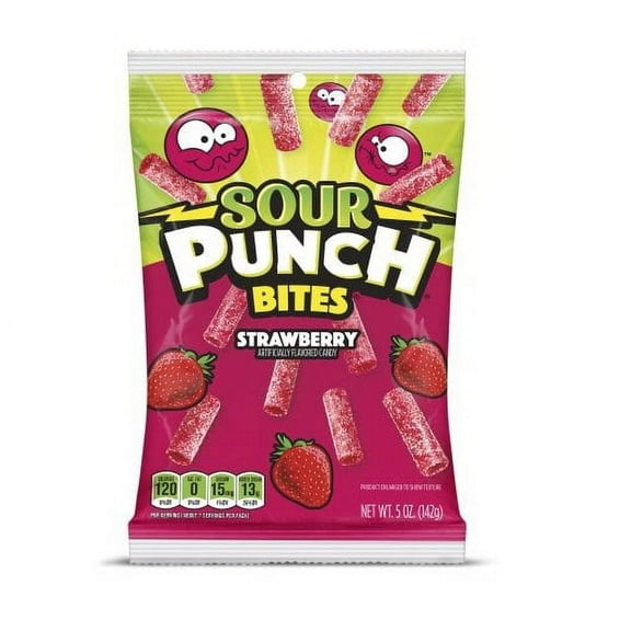 Sour Punch Bites Strawberry, 5 Ounces, 12 per case