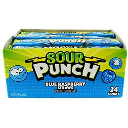 Sour Punch Blue Raspberry Straws, 24ct, 2oz Bag
