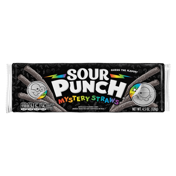 Sour Punch Straws Fruity Mystery Candy, 4.5oz Tray