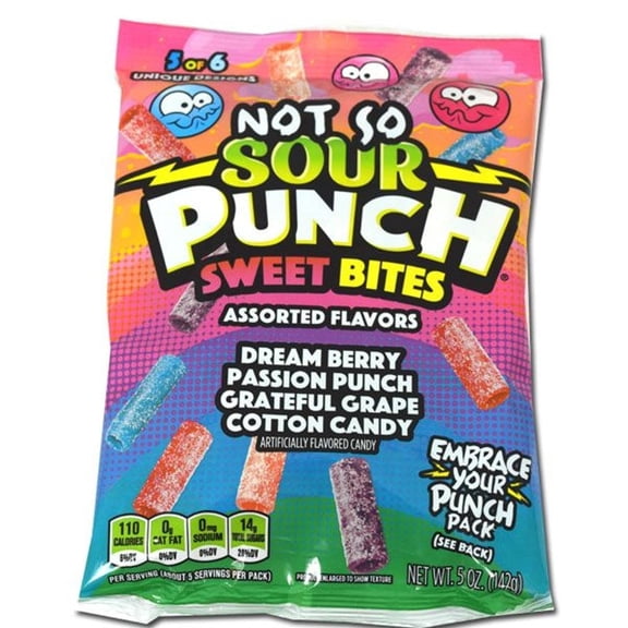 Sour Punch Not So Sour Bites Soft & Chewy Candy, Assorted Flavors, 5 oz Bag