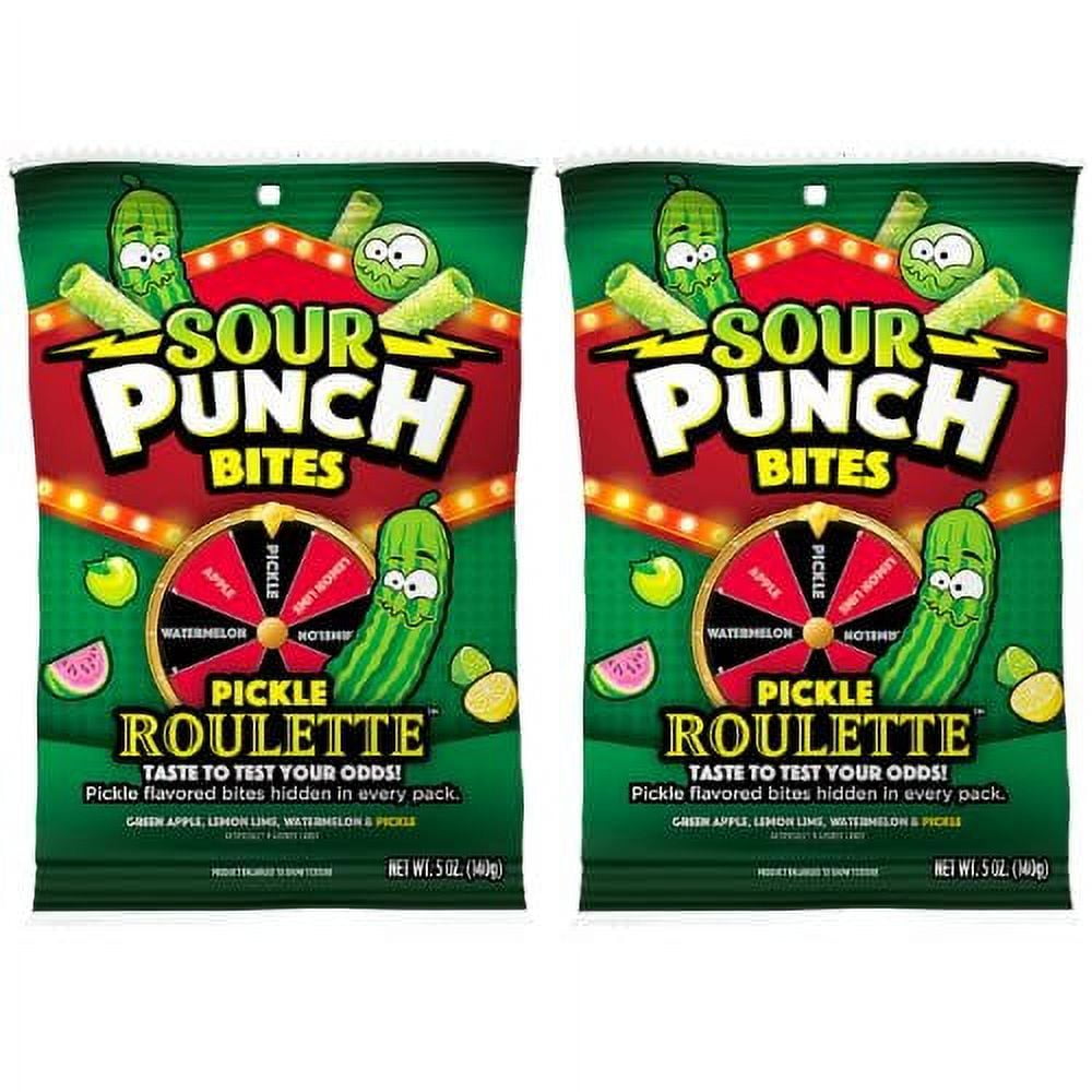 Sour Punch Pickle Roulette Gummy Straw Bites Pickle Bites Disguised