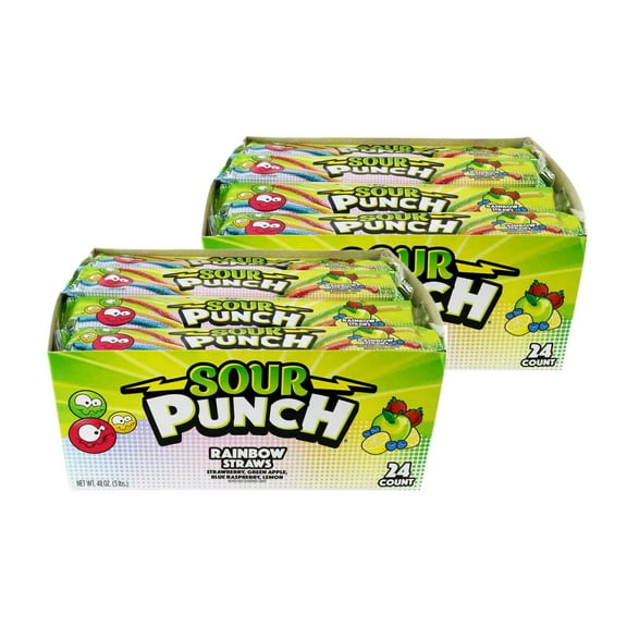 Sour Punch, Rainbow Straws 2 Oz 24 Ct - Pack Of 2