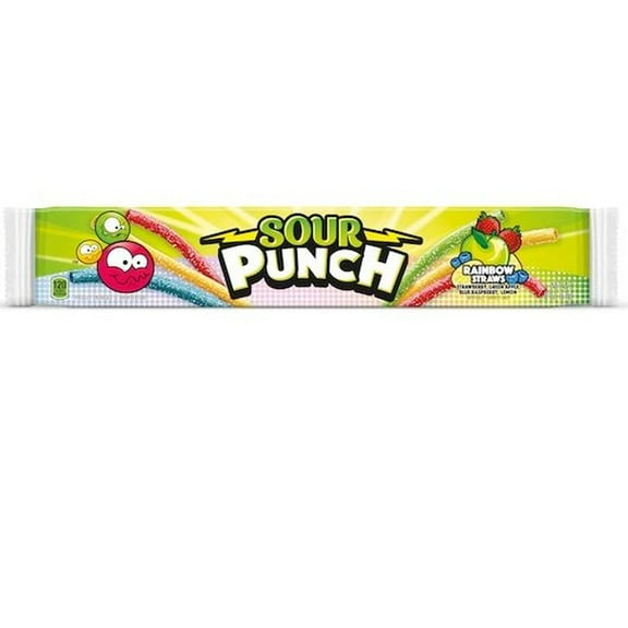 Sour Punch Rainbow Straws Candy, 2 Ounce -- 288 per Case.