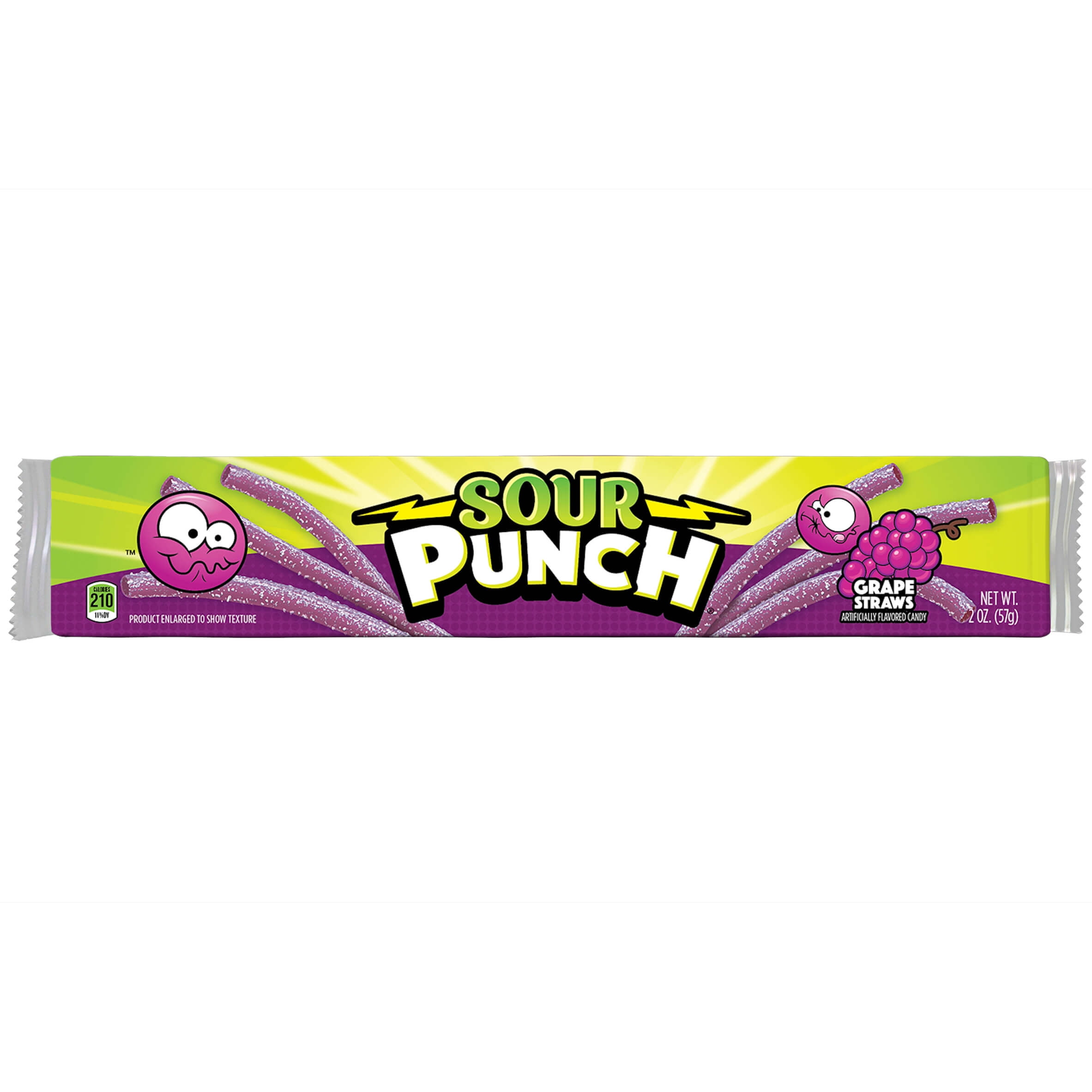 Sour Punch Straws Grape Soft Chewy & Fruity Candy, 2oz Movie Tray