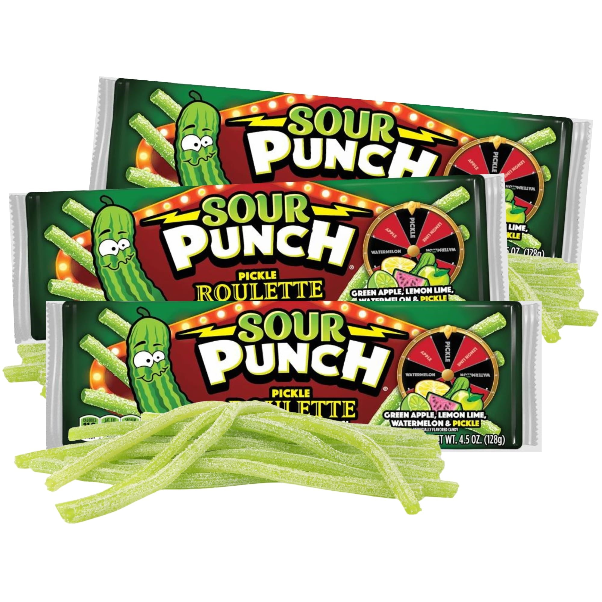 Sour Punch Straws Pickle Roulette, Birthday Party Candy Games, Pack of