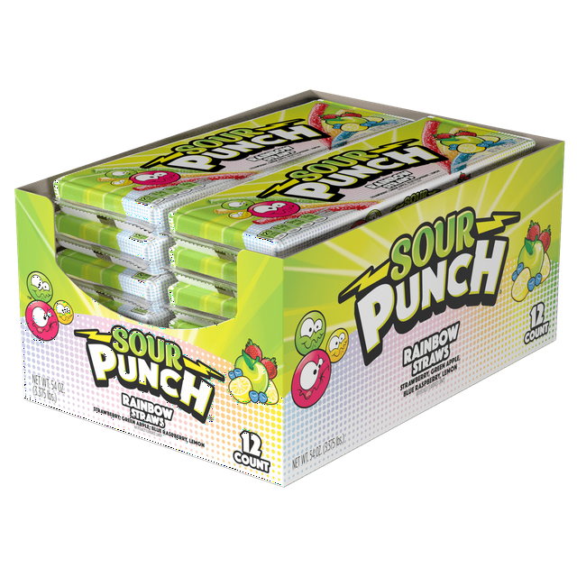 SOUR PUNCH RAINBOW STRAW 12CT