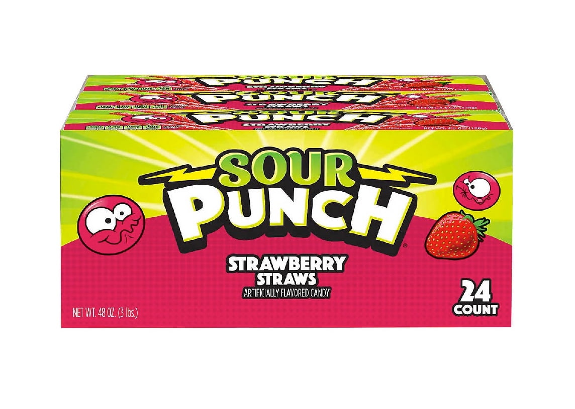 Sour Punch Strawberry Sour Straws 2oz Tray Pack Of 24 7494