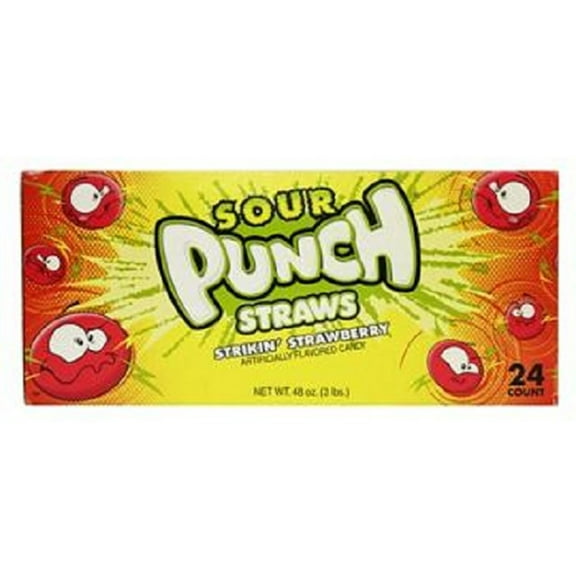 Sour Punch Straws, Strikin Strawberry, Count 24 (2 oz) - Sugar Candy / Grab Varieties & Flavors