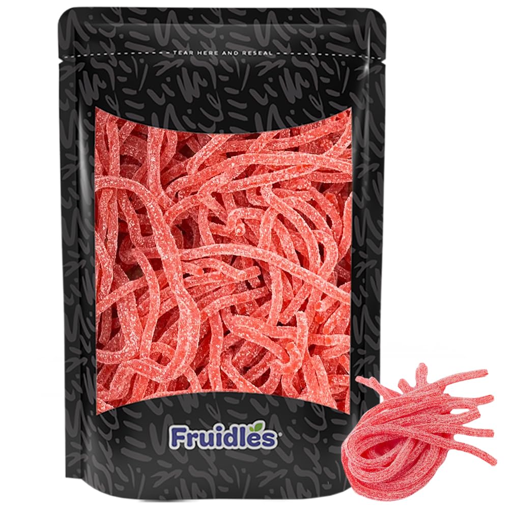Sour Red Strawberry Licorice Laces, Long Chewy Candy Straws, String