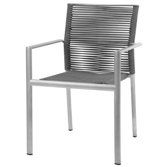 Source Furniture Avalon Aluminum Frame Patio Dining Arm Chair in Charcoal Rope
