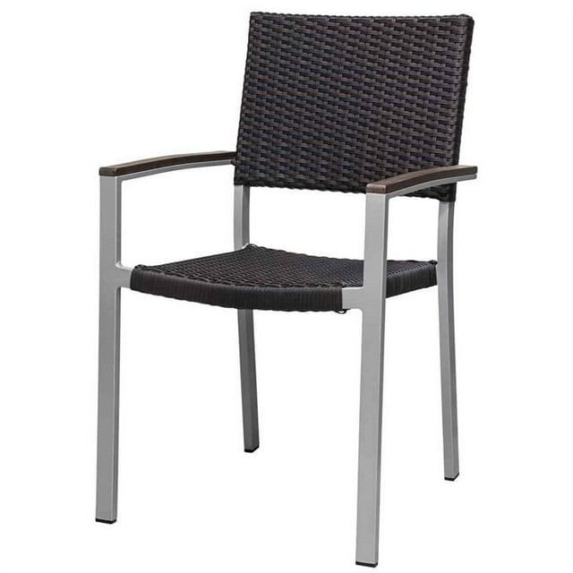 Source Furniture Fiji Wicker Patio Dining Arm Chair in Espresso