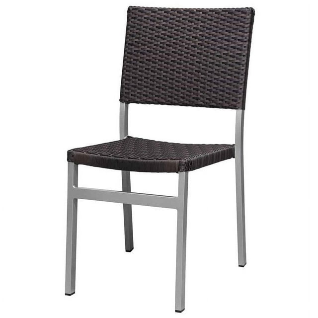 Source Furniture Fiji Wicker Patio Dining Side Armless Chair in Espresso