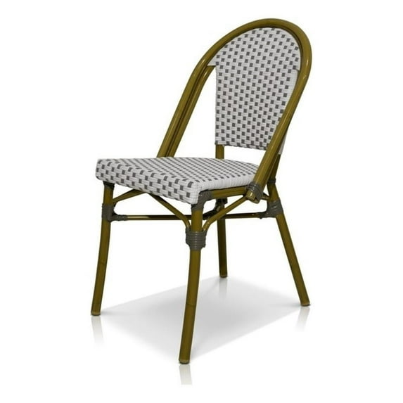 Source Furniture Paris Resin Wicker Patio Dining Side Chair in Gray & White