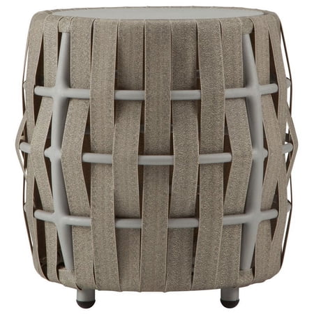 Source Furniture Scorpio Aluminum Frame Round Patio End Table in Gray