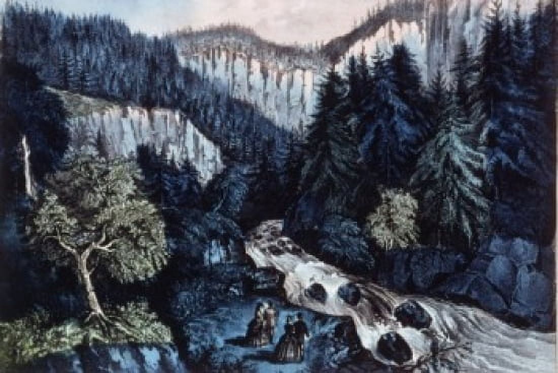 The Source Of The Hudson In Indian Pass Adirondacks Currier & Ives (1834-1907 American) Color Lithograph Library of Congress Washington DC USA Canvas Art - Currier & Ives (24 x 36)
