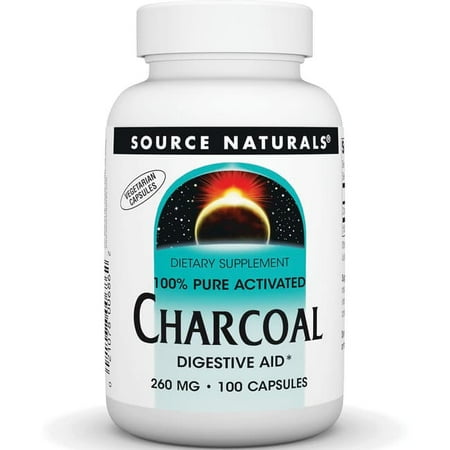 Source Naturals 100% Pure Activated Charcoal 260 mg 100 Caps