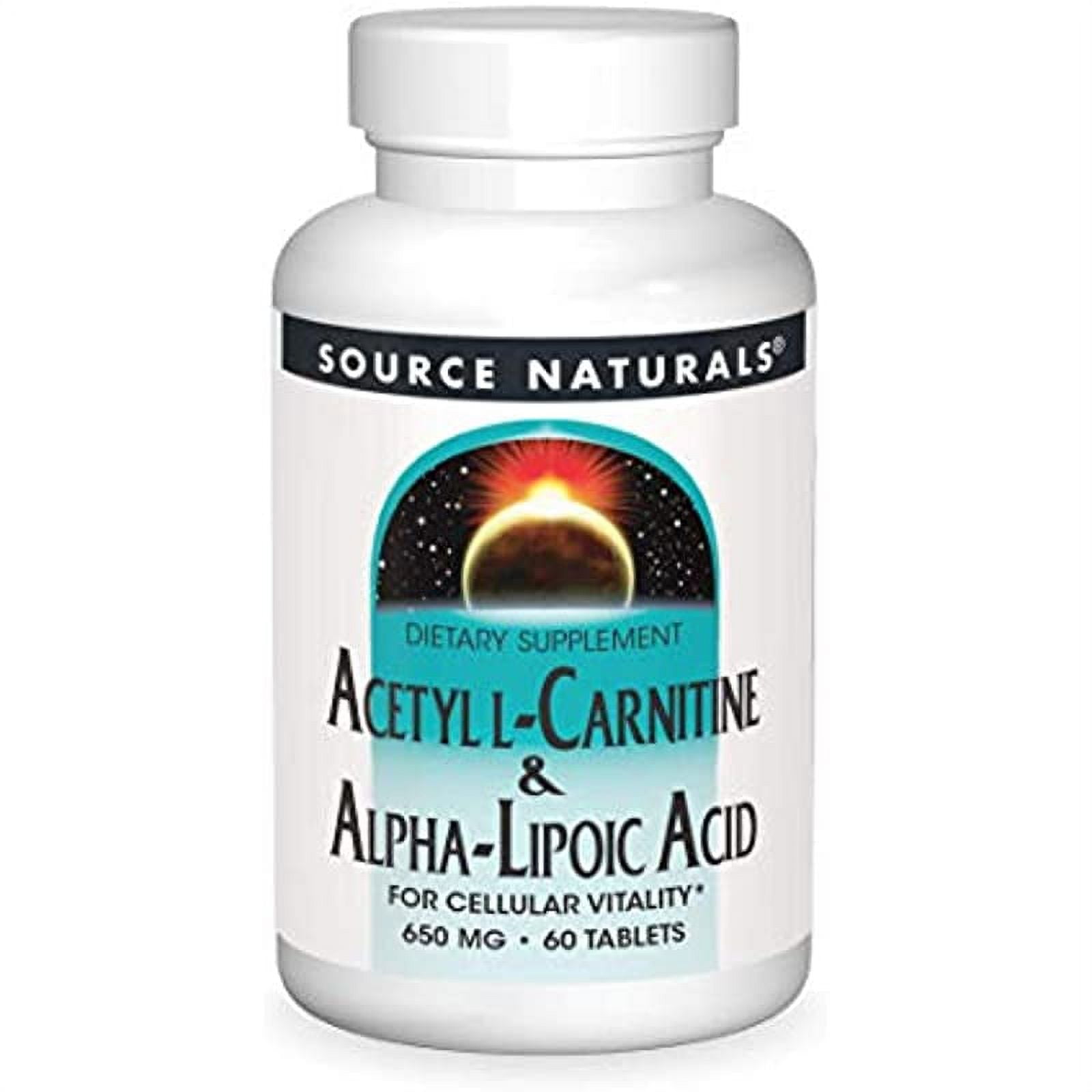 Source Naturals Acetyl LCarnitine and Alphalipoic Acid, 650mg, 60