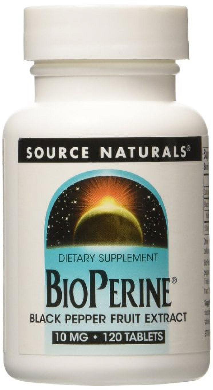 Source Naturals Bioperine, Black Pepper Fruit Extract, 10 mg, Tablets