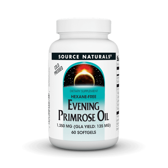 Source Naturals Evening Primrose Oil - Hexane-Free - 1350mg - GLA Yield: 135 mg - Cold-Pressed - 60 Softgels